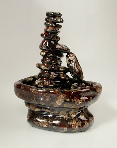 Настольный фонтан "Сад камней" коричневый с эффектом - фото 112005