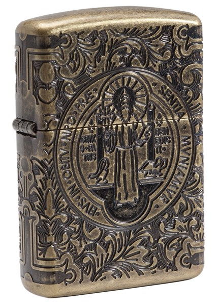 Зажигалка Зиппо (Zippo) Armor® с покрытием Antique Brass, латунь/сталь, золотистая, матовая, 36x12x56 мм - фото 184711