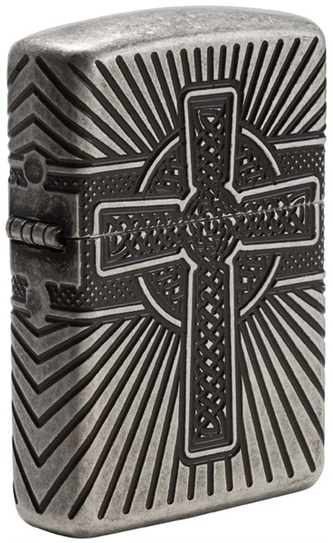 Зажигалка Зиппо (Zippo) Armor® с покрытием Antique Silver, латунь/сталь, серебристая, матовая, 36x12x56 мм - фото 184739