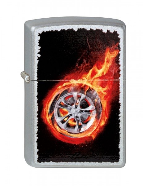 Широкая зажигалка Zippo Tire On Fire 205 - фото 184781
