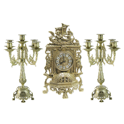 Часы каминные с канделябрами на 5 свечей AL-82-101-C - фото 186111