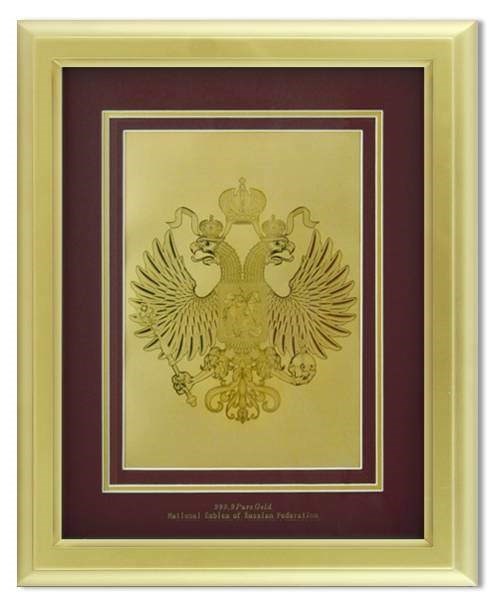 Картина с гербом РФ на красном фоне HB-204-G - фото 186248