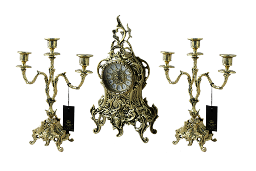 Часы каминные с канделябрами Дон Луиш, золото BP-25050-D - фото 187012