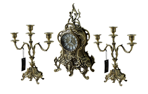 Часы каминные с канделябрами в наборе Дон Луиш, антик BP-25050-A - фото 187013