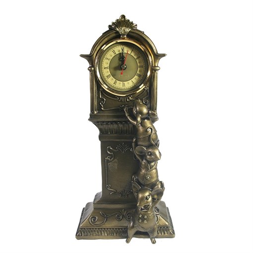 Композиция время Часы с мышками (бронза) L9 W16 H34 см - фото 189547
