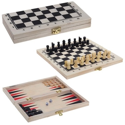 Игра настольная 3 в 1 (шахматы, шашки, нарды), L20,5 W10,5 H2,5 см - фото 197073