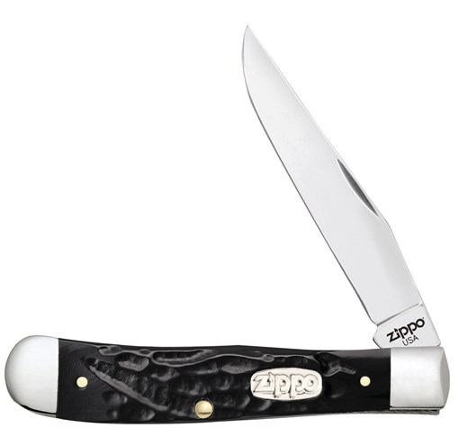 Нож перочинный Зиппо (Zippo) Rough Black Synthetic Trapper, 105 мм 50571 + Зажигалка Зиппо (Zippo) 207 - фото 206865