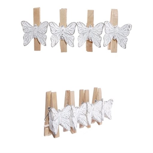 Украшение новогоднее  "Прищепка-Бабочка" набор из 4 шт, L11,5 W2 H4,5 см - фото 210605