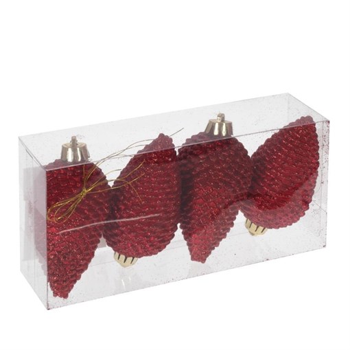 Украшение новогоднее "Шишка", набор из 4 шт, H=8 см - фото 214446