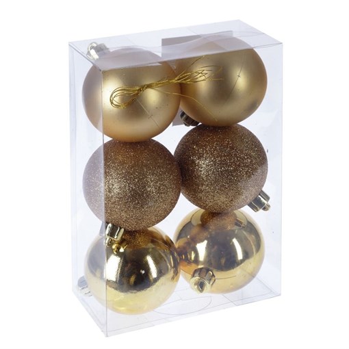 Украшение новогоднее Шар "Снежок золотой", набор из 6 шт., D6 см - фото 214489