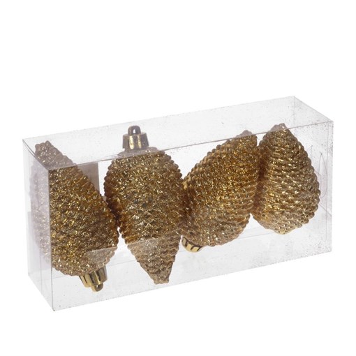 Украшение новогоднее "Шишка", набор из 4 шт, H=8 см - фото 214520