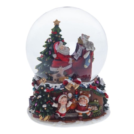 Фигурка декоративная в стекл. шаре с муз. "Дед Мороз", D15; L15,5 W16 H20,5 см - фото 215804