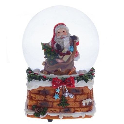 Фигурка декоративная в стекл. шаре с муз. "Дед Мороз", D10; L10 W10,5 H14,5 см - фото 215809