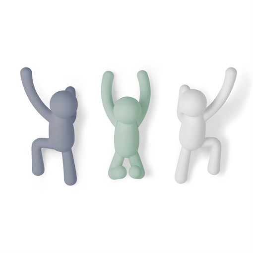 Вешалки-крючки buddy 3 шт. разноцветные мятные - фото 223236