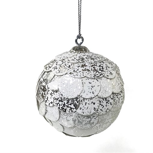 Шар новогодний декоративный paper ball, серебристый мрамор - фото 242123