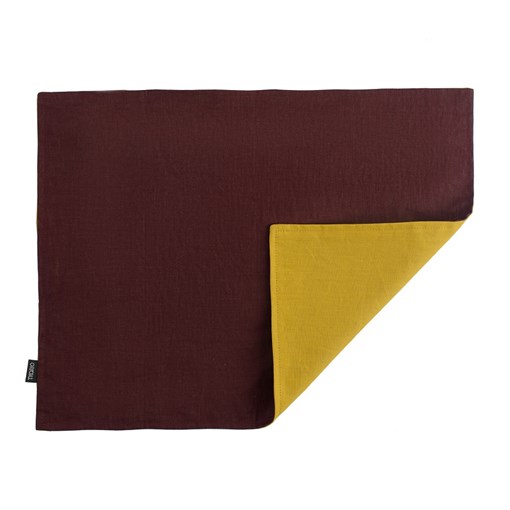 Салфетка под приборы из умягченного льна с декоративной обработкой бордовый/горчица essential, 35х45 - фото 242297