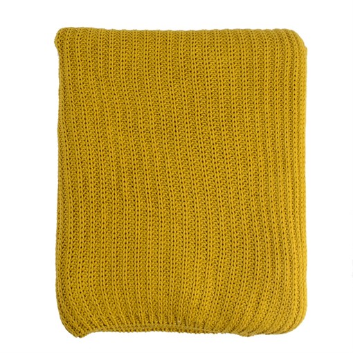 Плед вязаный горчичного цвета essential,  130х180 см - фото 243602