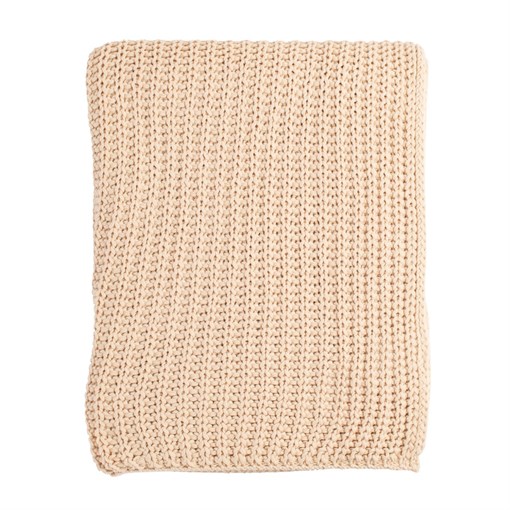 Плед вязаный бежевого цвета essential, 130х180 см - фото 243612