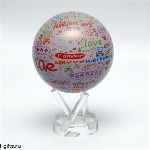 Глобус самовращающийся Mova Globe d12 см на подвесе С Любовью - фото 251243