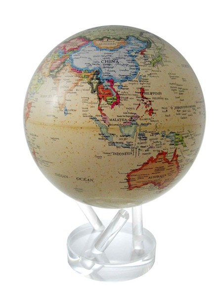 Глобус самовращающийся Mova Globe d22 см с политической картой Мира, цвет бежевый - фото 251251