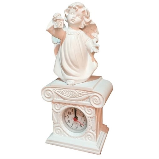 Часы настольные Ангел с фонариком цвет: белый Н25 см - фото 251641