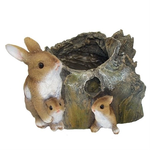 Кашпо декоративное Три Зайца у пенька L35.5W28H21.5 см. - фото 251969