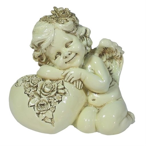 Фигука декоративная Ангел Сердце роз цвет: слоновая кость L15W9H13см - фото 252293