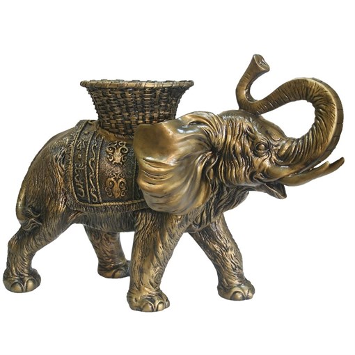 Фигура декоративная Слон с кашпо на спине цвет: золото L65W32H47см - фото 252410
