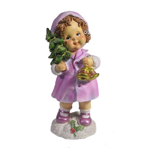 Фигура декоративная Девочка с колокольчиками (розовый) L7W7H17 - фото 252625