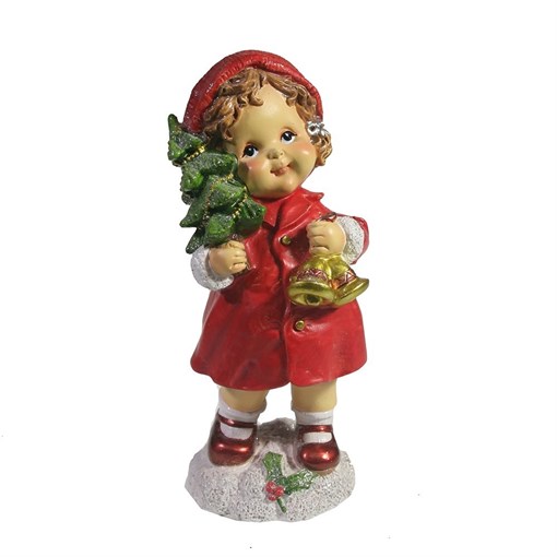 Фигура декоративная Девочка с колокольчиками (красный) L7W7H17 - фото 252626