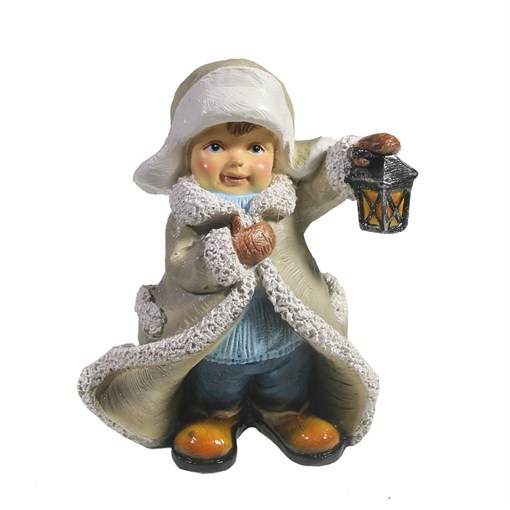 Фигура декоративная Мальчик в тулупе с фонарем L7W11H13,5 - фото 252632
