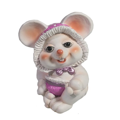 Фигурка декоративная Мышка-малышка (белый) L6,5 W8 H9 см - фото 252652