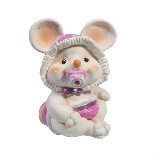 Фигурка декоративная Мышка-малышка с пустышкой (белый) L6,5 W8 H9 см - фото 252683