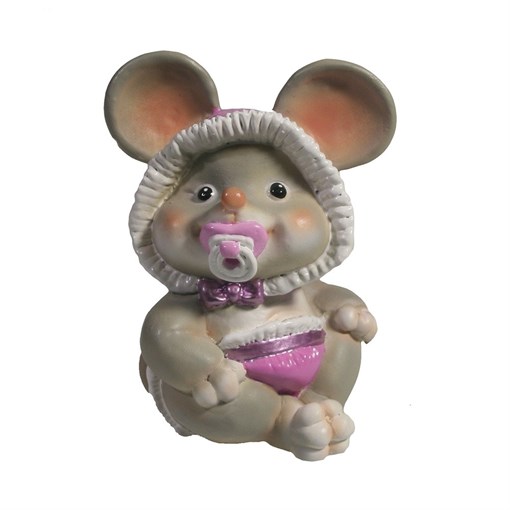 Фигурка декоративная Мышка-малышка с пустышкой (серый) L6,5 W8 H9 см - фото 252684