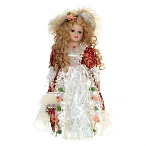 Кукла фарфоровая "Светлана" в белом платье H40 см - фото 253937