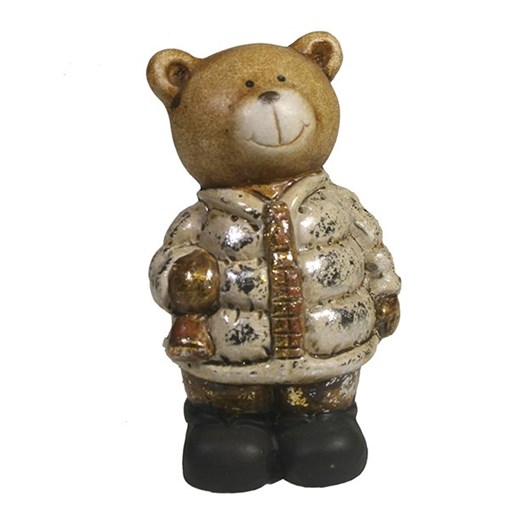 Фигура декоративная Медведь с колокольчиком (золото)L8W6.5H12 - фото 253964