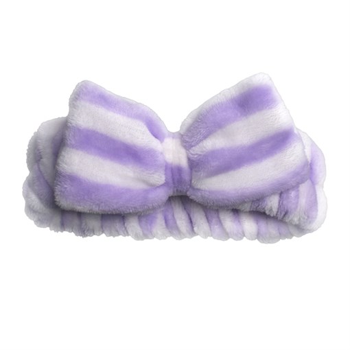 Повязка Dewal Beauty на голову «бантик», белая с синей полоской - фото 254485