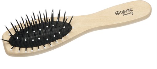 Щетка Dewal Beauty серия "Эко" массажная с пластиковым штифтом деревянная, овальная малая - фото 254510