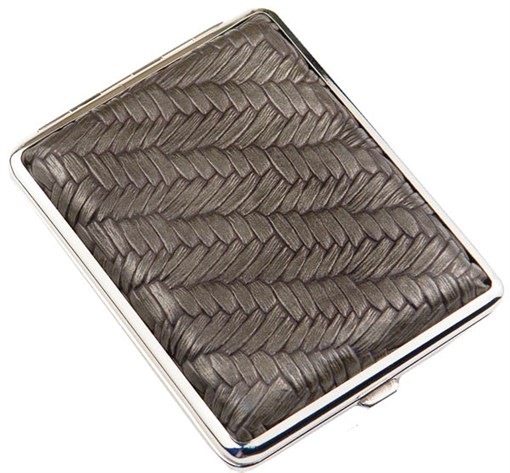 Портсигар S.Quire, сталь+искусственная кожа, бронзово-серый цвет с рисунком, 74*95*18 мм - фото 254949