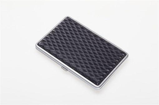 Портсигар S.Quire, сталь+искусственная кожа, черный цвет с рисунком, 96*93*19 мм - фото 254989