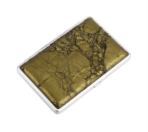 Портсигар S.Quire, сталь+искусственная кожа, зелёный цвет с рисунком, 74*115*18 мм - фото 255026