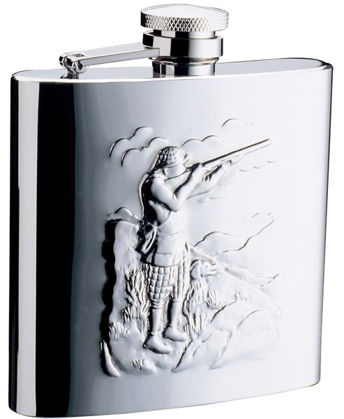 Фляга S.Quire "Охотники" 0,27 л, сталь, серебристый цвет с рисунком - фото 255130