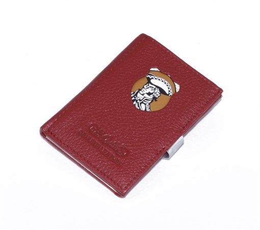 Кошелек S.Quire, натуральная кожа красная тисненая матовая 70*93*12 мм - фото 255163