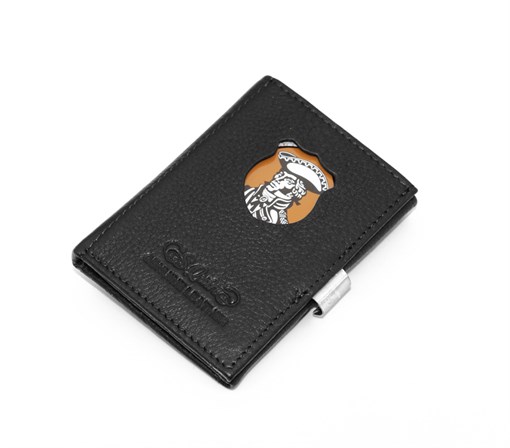 Кошелек S.Quire, натуральная кожа черная тисненая матовая 70*93*12 мм - фото 255171