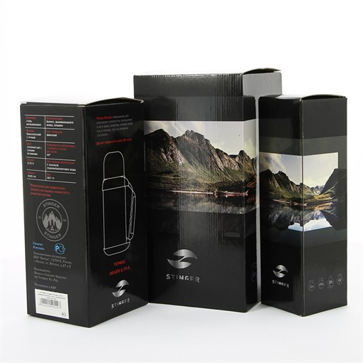 Термокружка Stinger, 0,45 л, сталь/пластик, синий глянцевый, 6,6х20 см - фото 255350