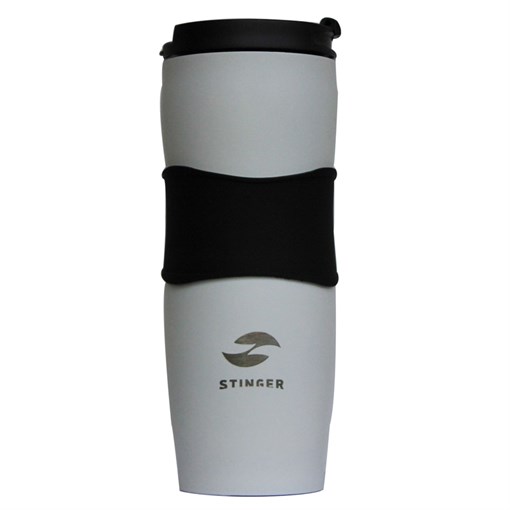 Термокружка Stinger, 0,4 л, сталь/пластик/силикон, белая, 7,2х19,4 см - фото 255352