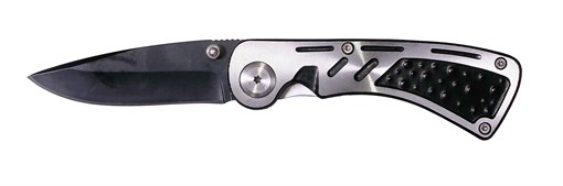 Нож складной Stinger, 65 мм (черный), рукоять: сталь (серебристо-черный), с клипом, коробка картон - фото 255525