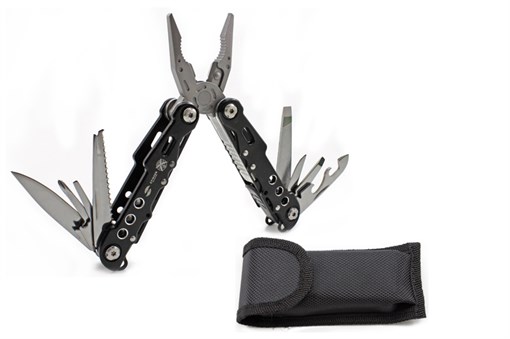 Мультитул Stinger, сталь/алюминий, (чёрный), 9 инструментов, нейлоновый чехол, короб.картон - фото 255560