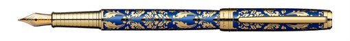 Ручка перьевая Pierre Cardin RENAISSANCE. Цвет - синий и золотистый. Упаковка В-2. - фото 256425