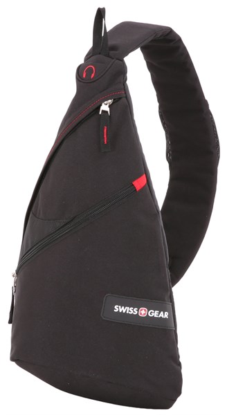 Рюкзак SWISSGEAR с одним плечевым ремнем, черный/красный, 25x15x45 см, 7 л - фото 257462